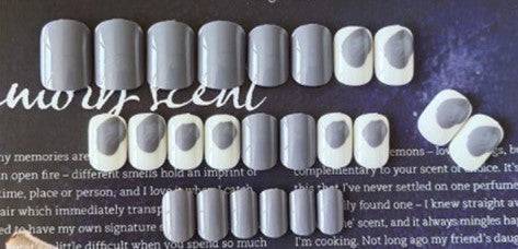White Press On Nails Gray Glossy Coffin Nail Kit