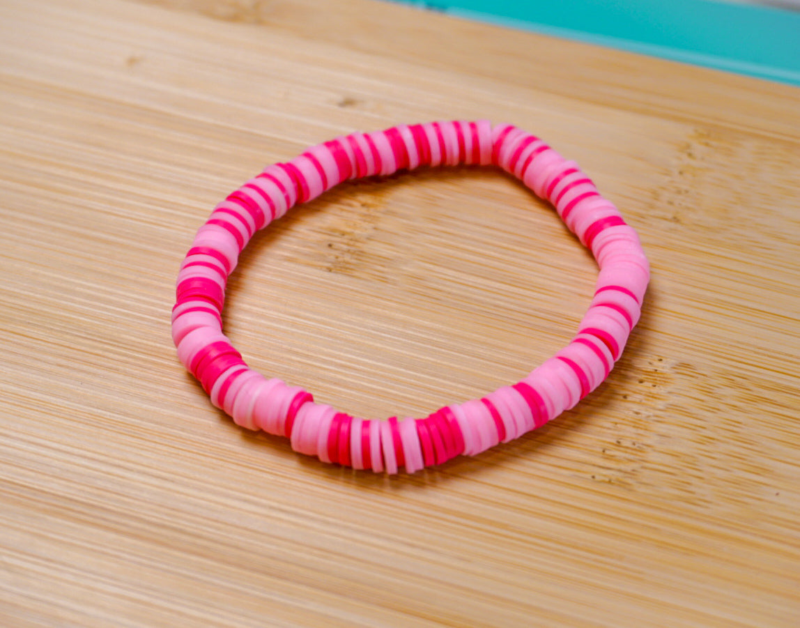 Pink n Preppy clay beaded bracelet