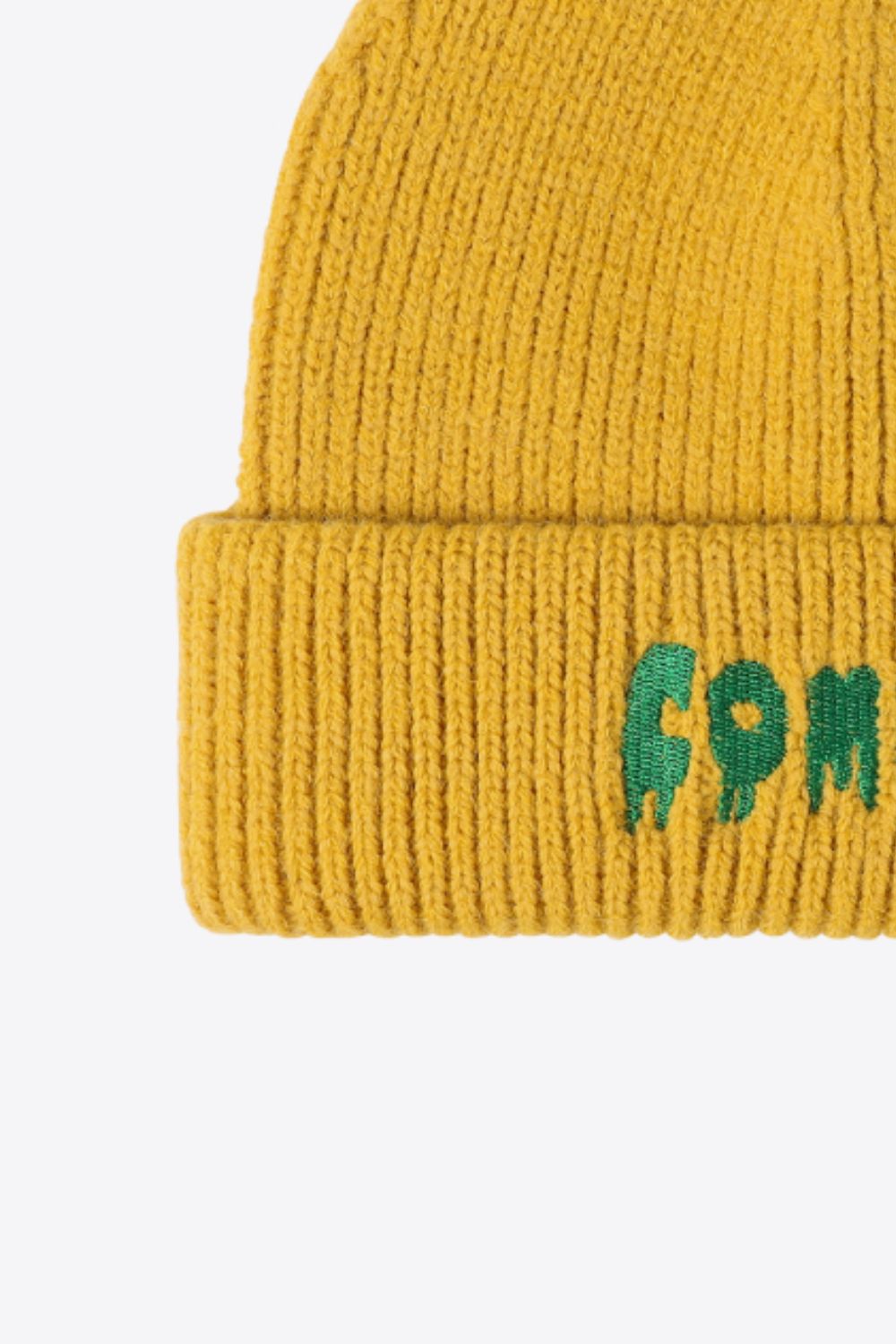 COME ON Embroidered Cuff Knit Beanie