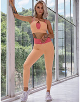 React PREMIUM Seamless Sports Crop Legging Set - Pink