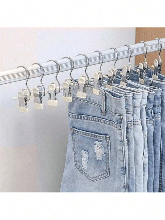 10pcs Of Stainless Steel Clothes Clip, Laundry Clothes Nail With Hook, Portable Hanging Clothes Clip, Wardrobe Organizer, Hanger Decorations Costumes Decor Festival Decor Dress Pants Shoes Jeans Boots Skirt