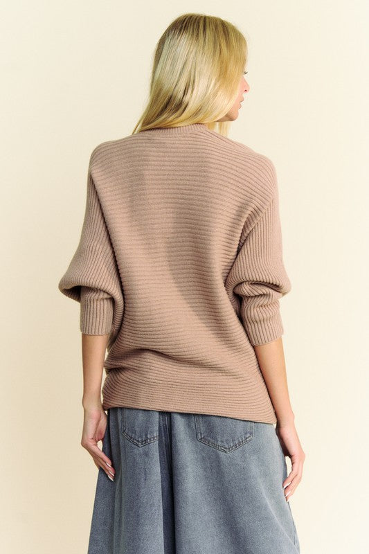 Davi & Dani Round Neck Batwing Sleeve Sweater