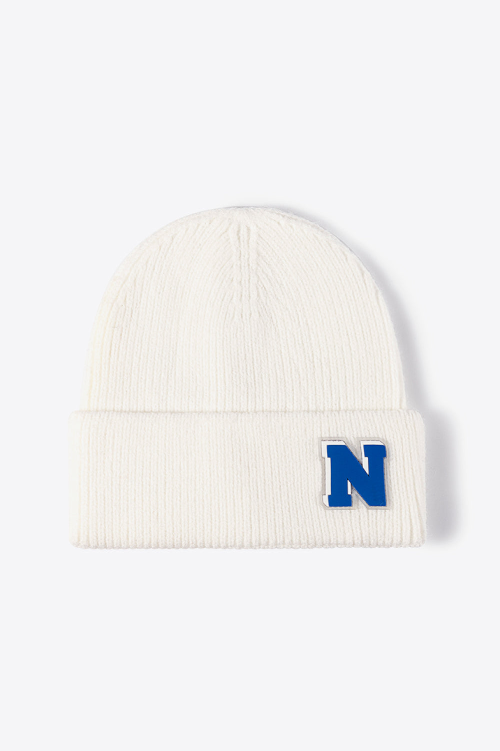 Letter N Patch Cuffed Knit Beanie