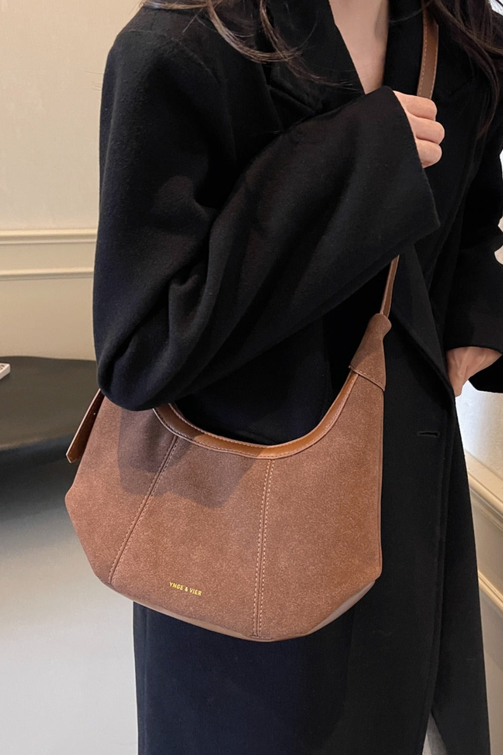 Suede Adjustable Strap Shoulder Bag