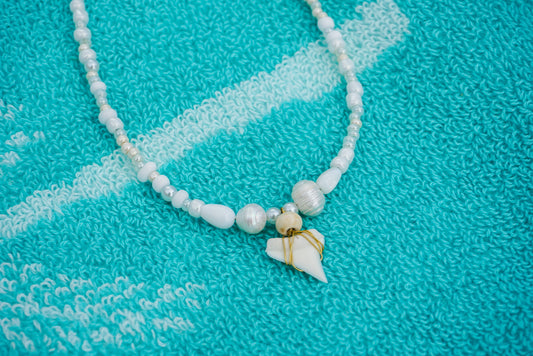 Florida Girl Pearl and Shark Tooth Necklace