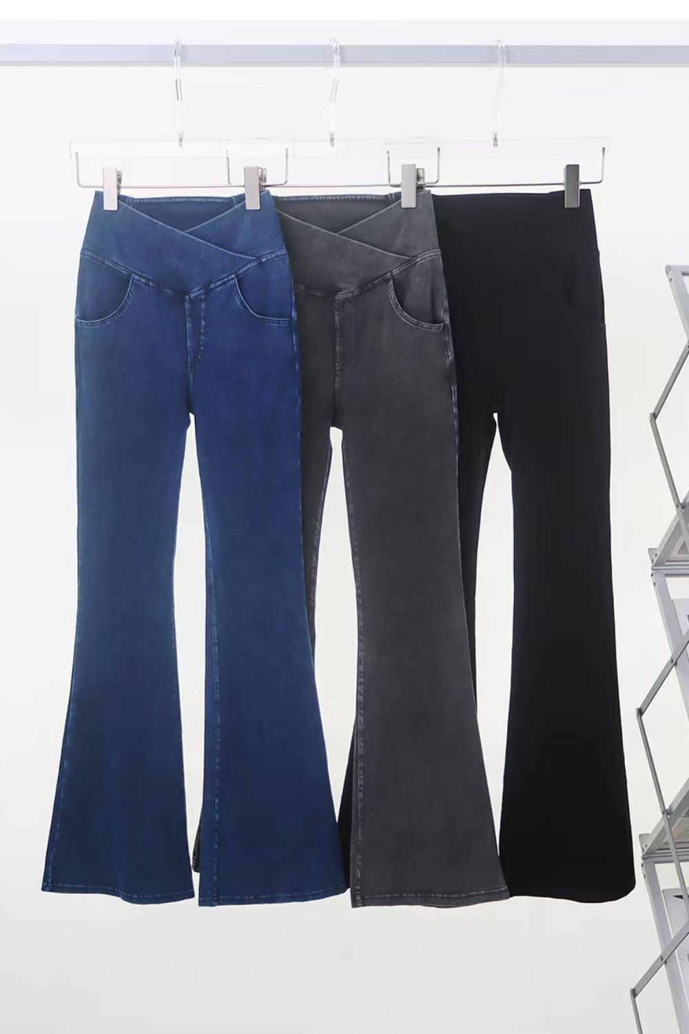 Basic Bae Pocketed Highly Stretchy Bootcut Jeans