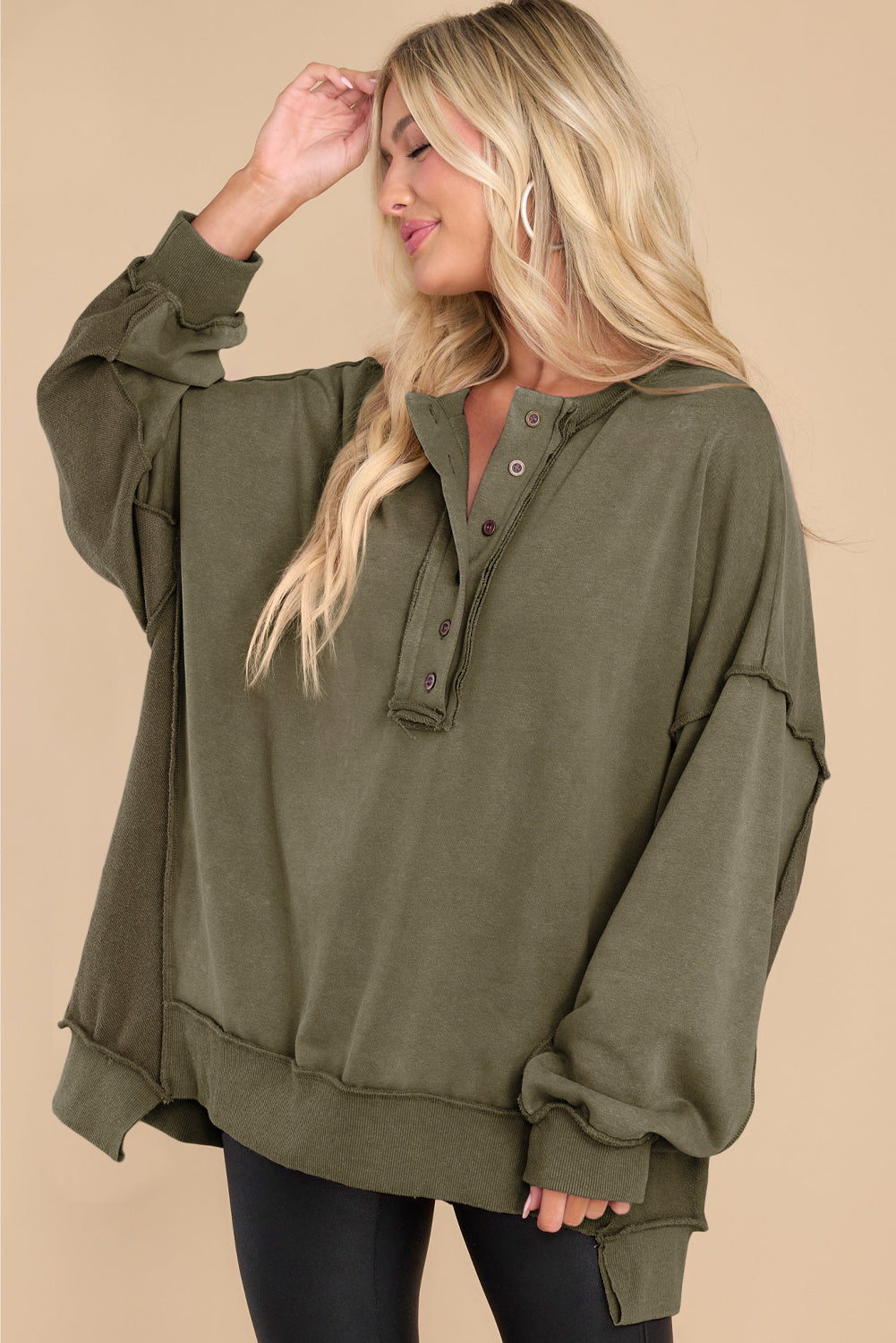 Exposed Seam Long Sleeve Sweatshirt