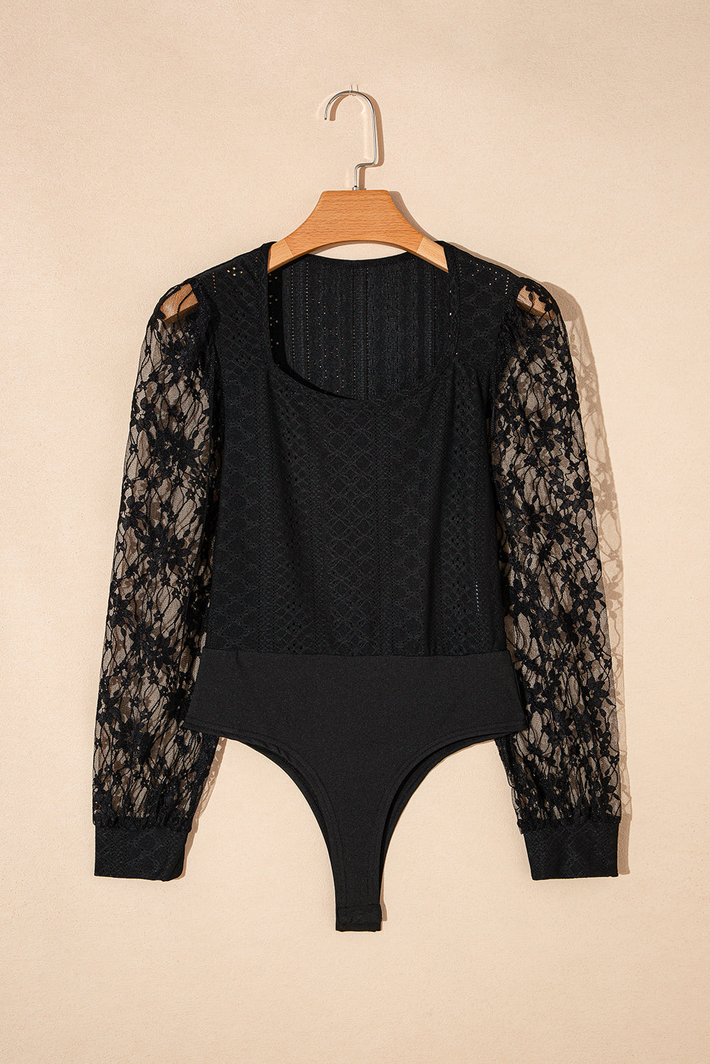 Eyelet Lace Long Sleeve Bodysuit