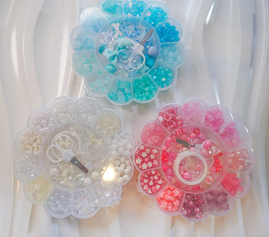 3 Bead Kit Combo! White, Pink, Blue Mixed beads!