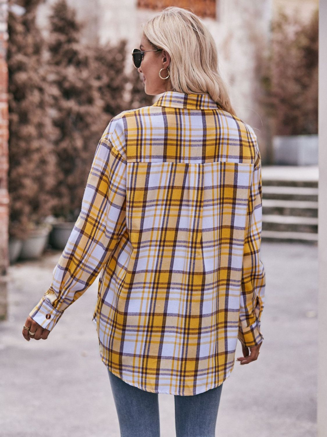 Mandy Plaid Dropped Shoulder Longline Shirt