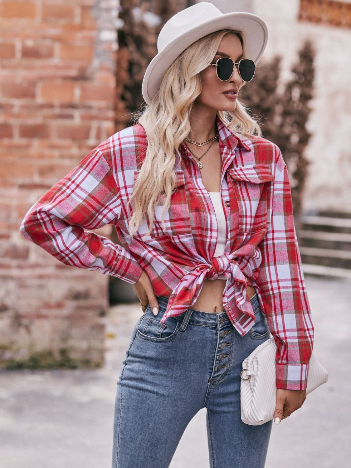 Mandy Plaid Dropped Shoulder Longline Shirt