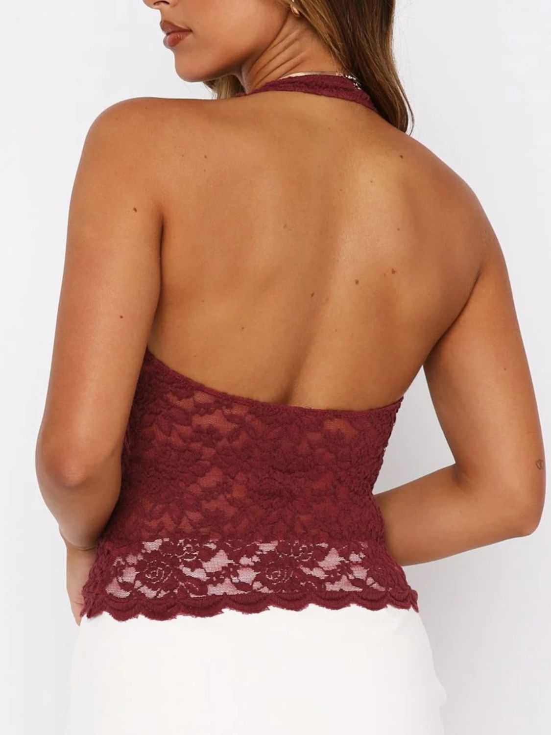 Lace Backless Halter Neck Cami