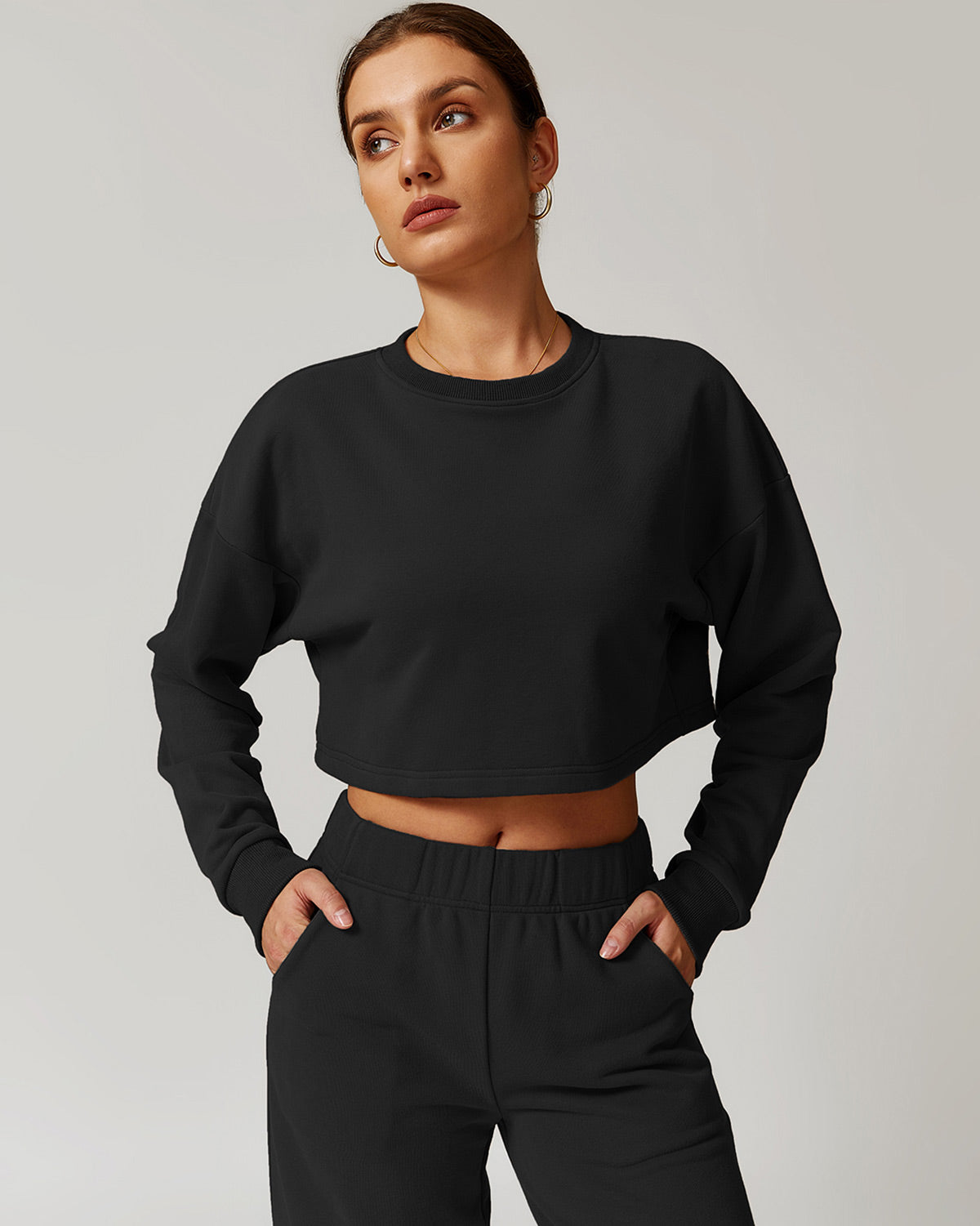 Brynn Crop Sweatshirt - Black