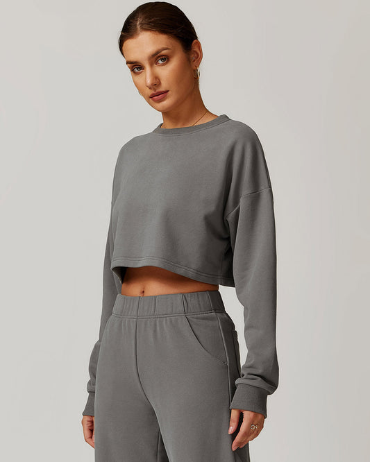 Brynn Crop Sweatshirt - Grey