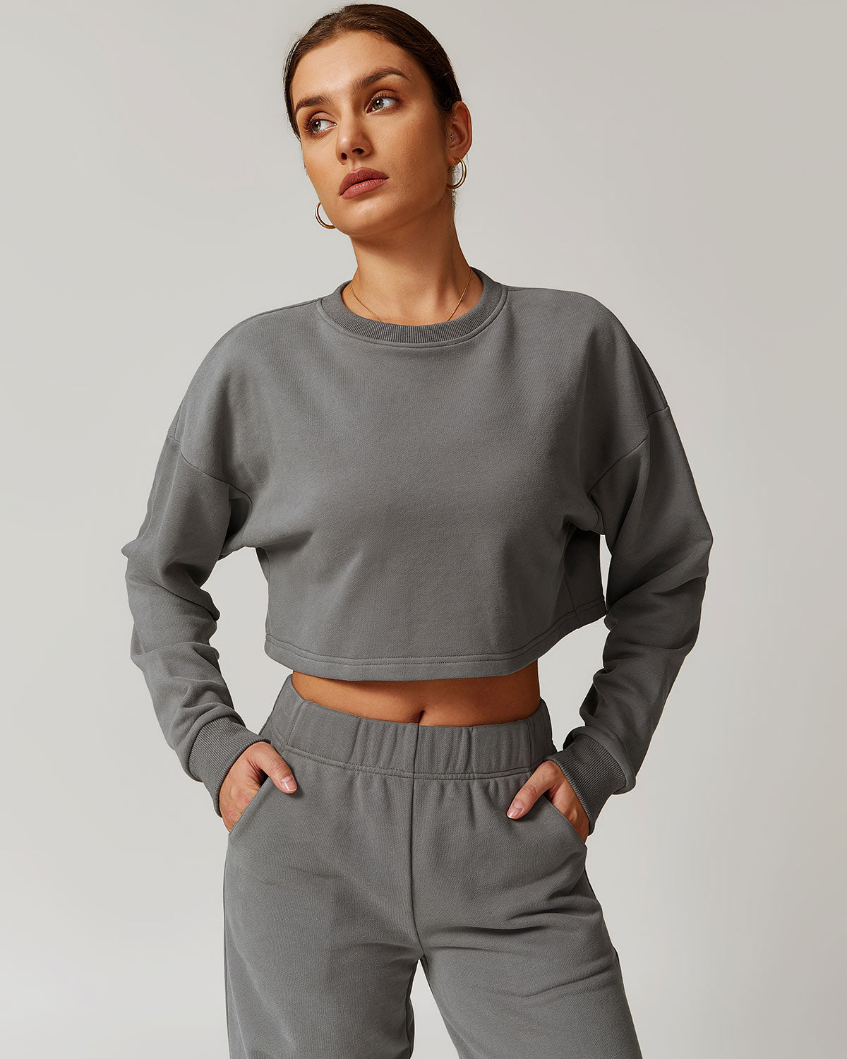 Brynn Crop Sweatshirt - Grey