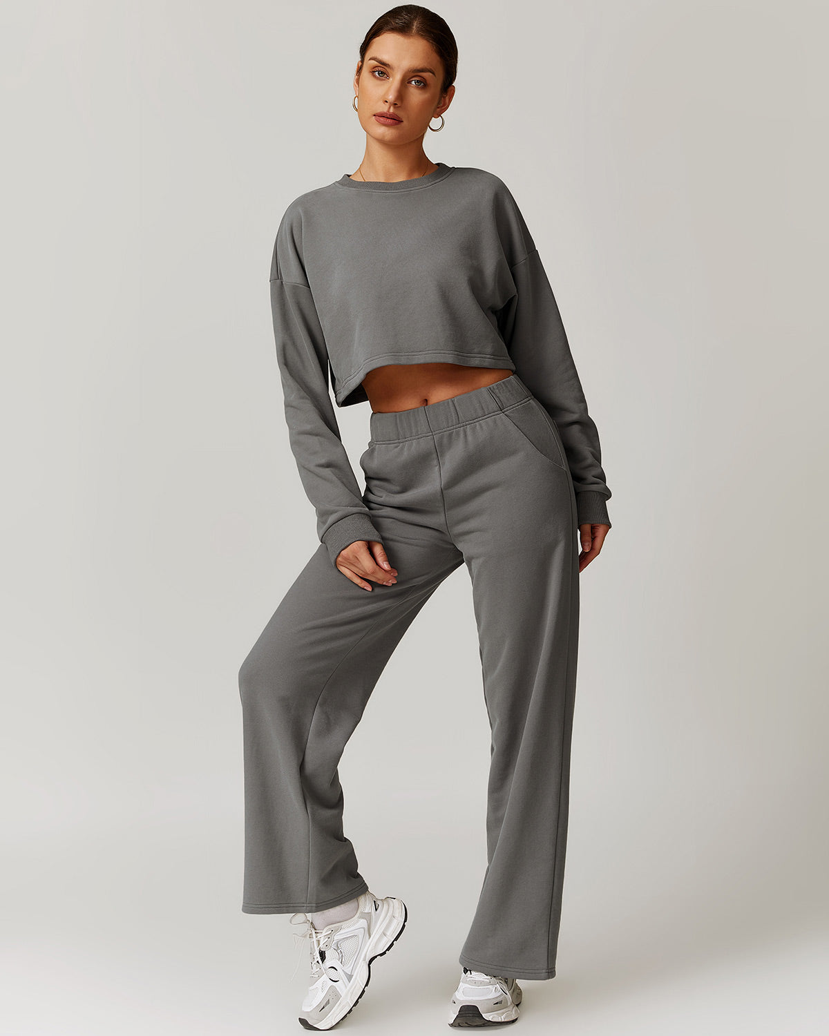 Brynn Crop Sweatshirt - Grey