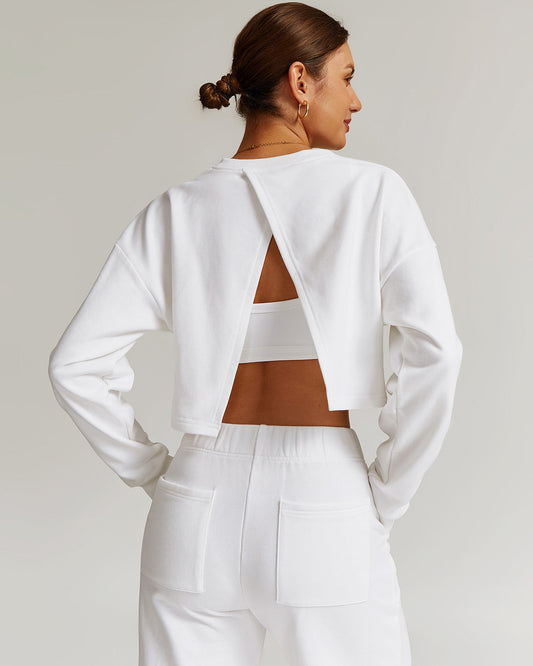 Brynn Crop Sweatshirt - White