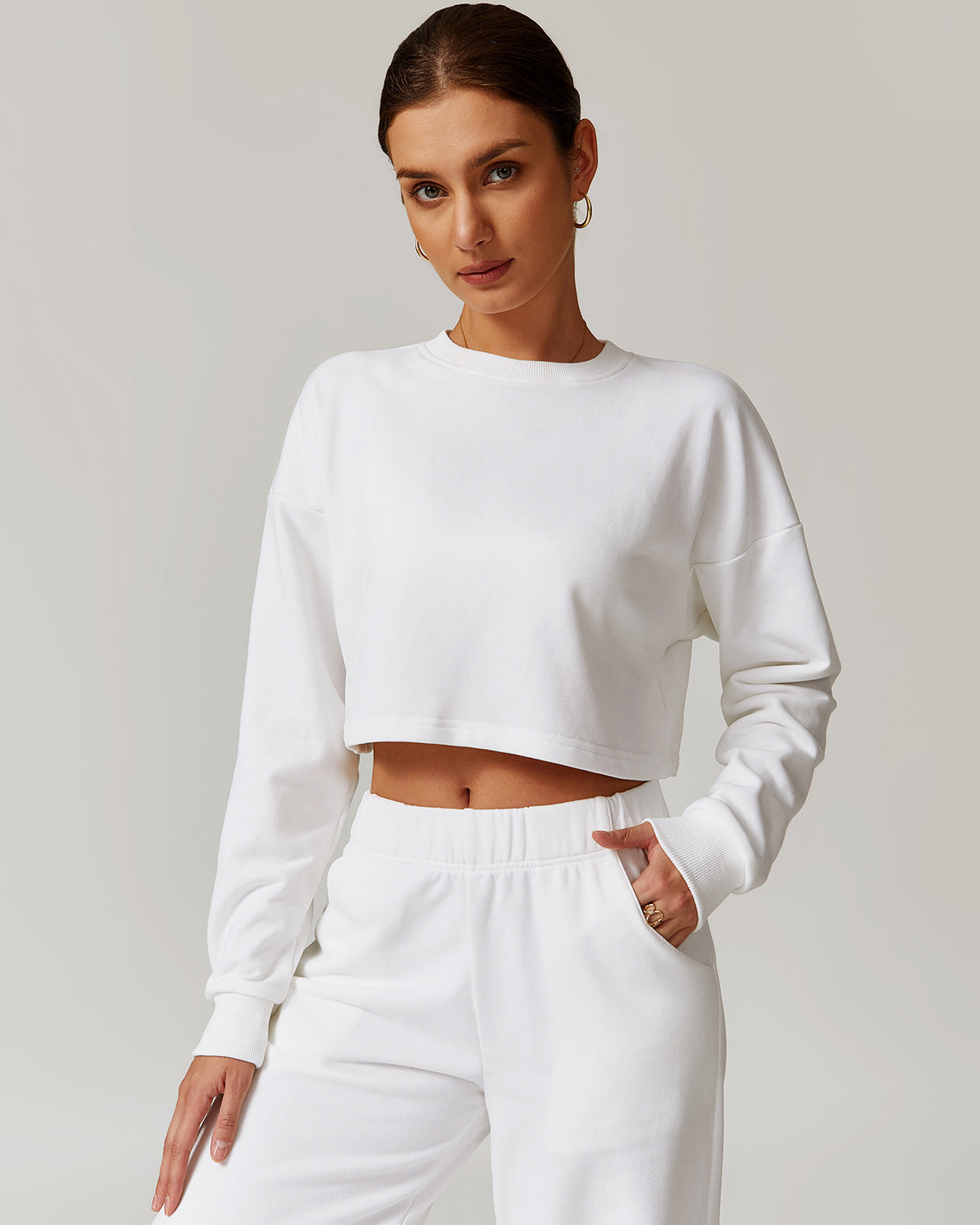 Brynn Crop Sweatshirt - White