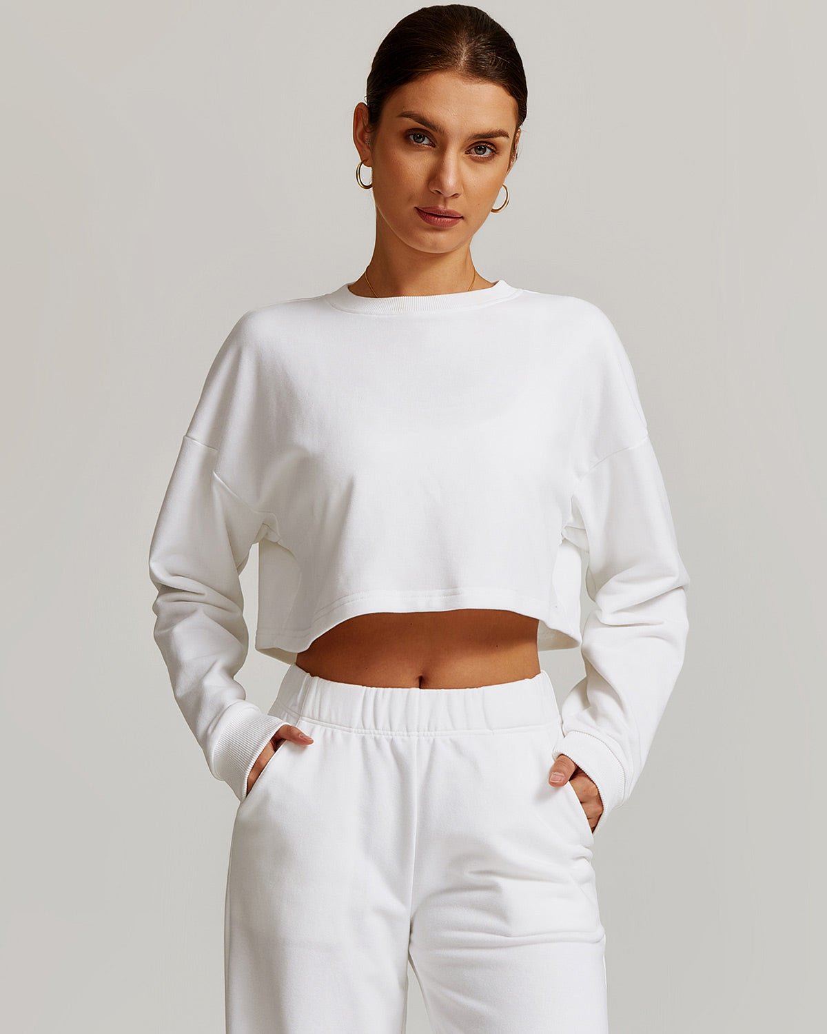 Brynn Crop Sweatshirt - White