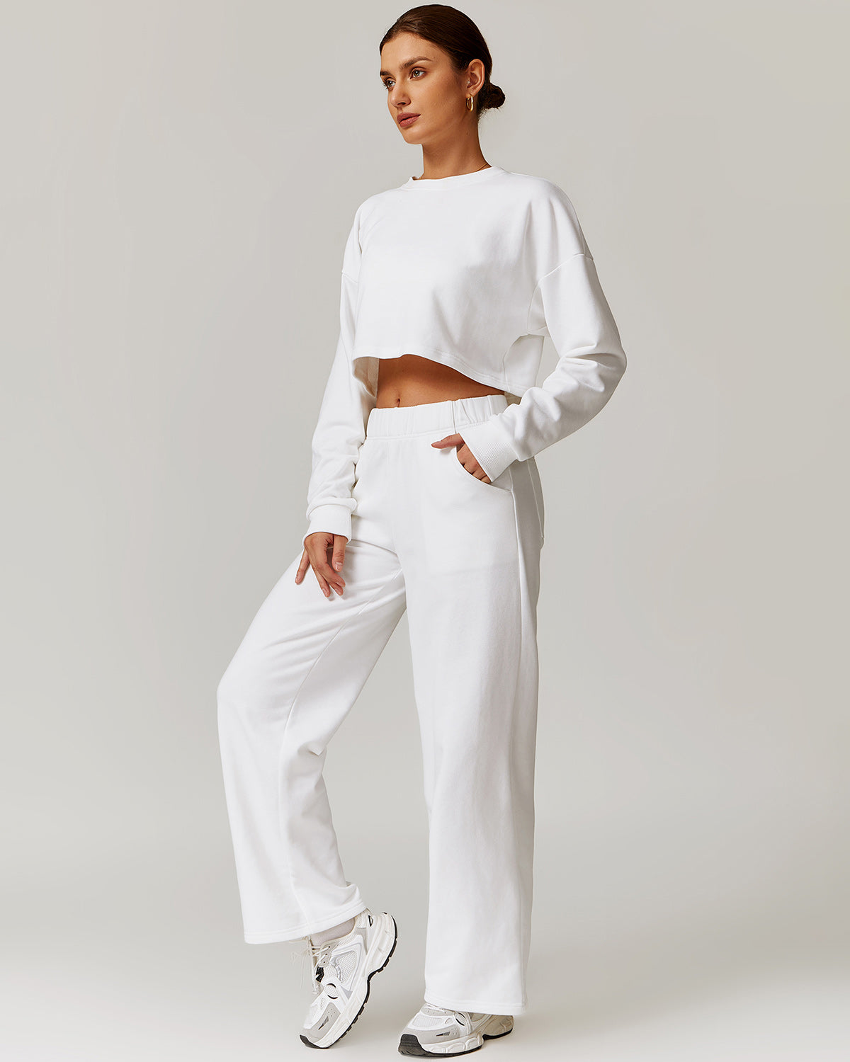 Brynn Crop Sweatshirt - White