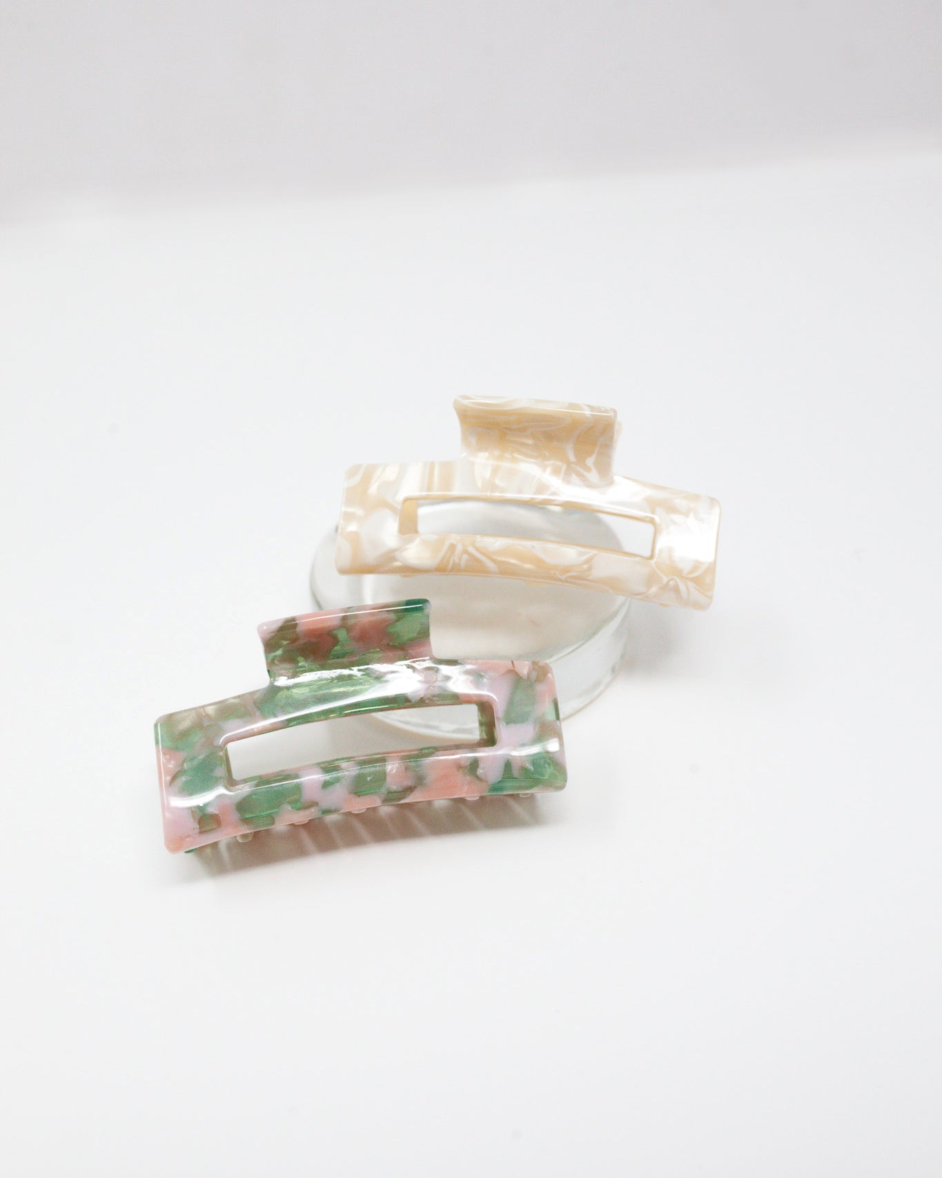 Hair Claw Bundle - Cream / Green Pink