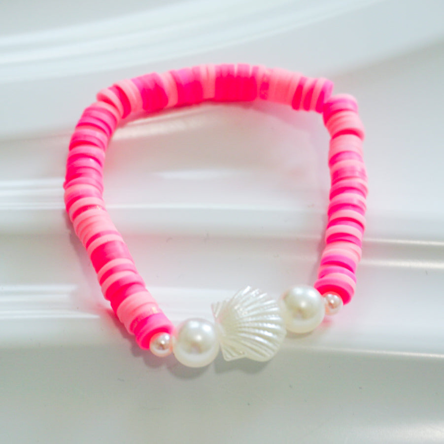 Sweet Shell Pink Mixed Clay Bead Bracelet