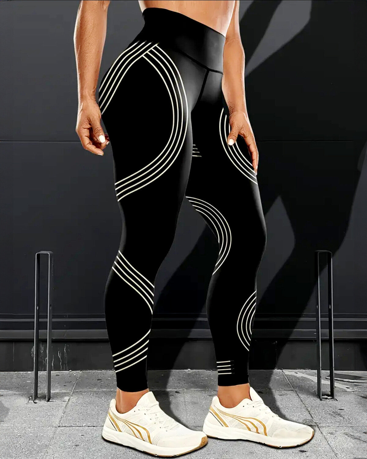 Track Stripe Leggings - White