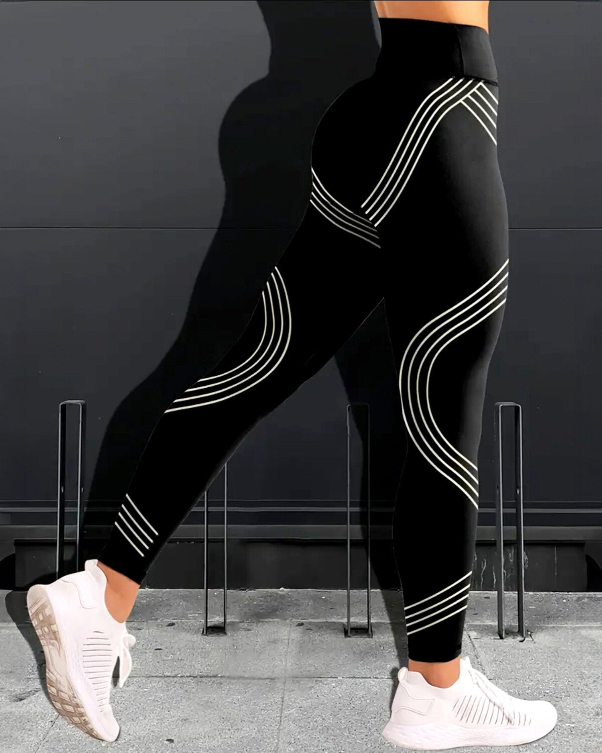 Track Stripe Leggings - White