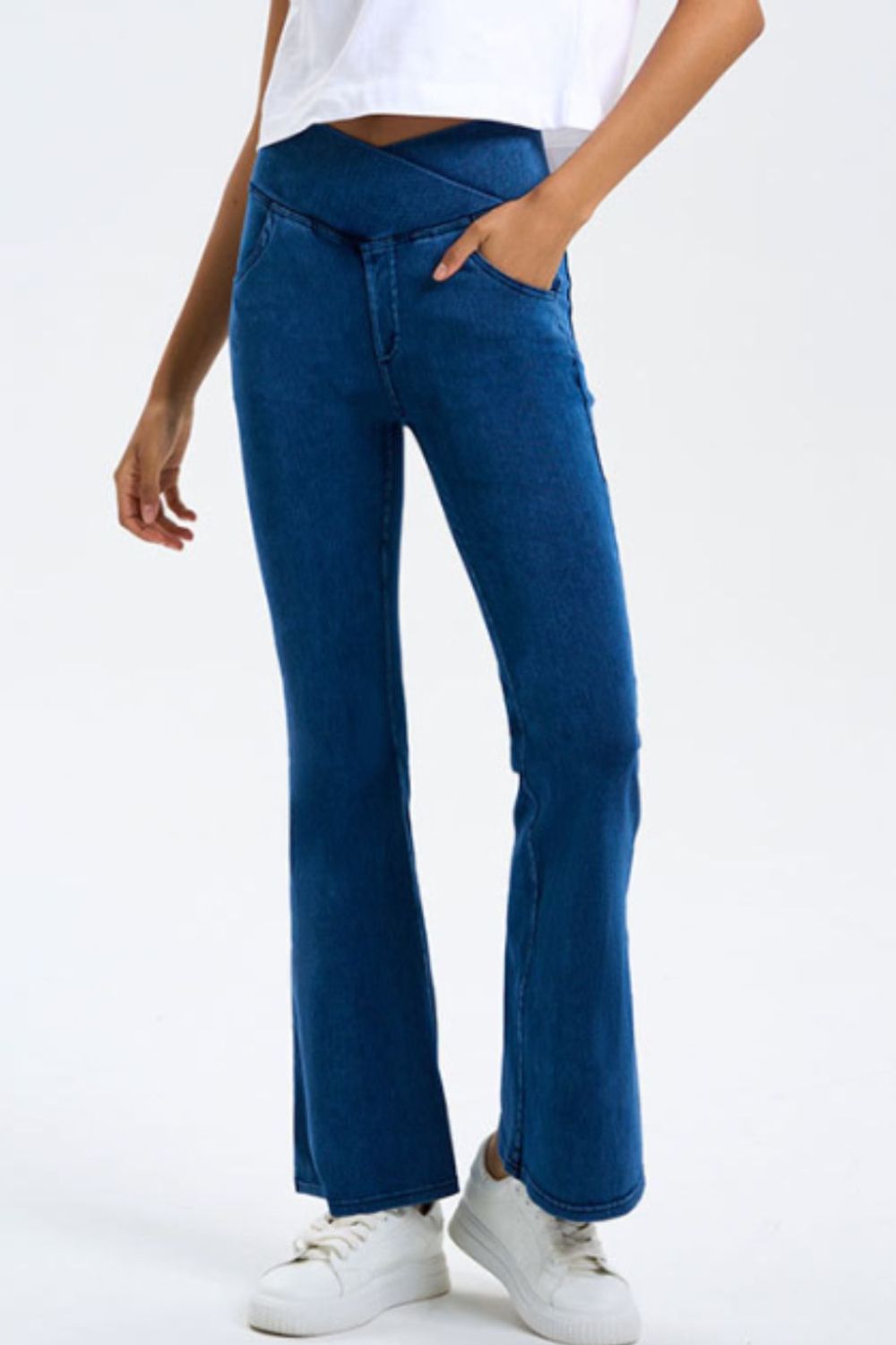 Basic Bae Pocketed Highly Stretchy Bootcut Jeans