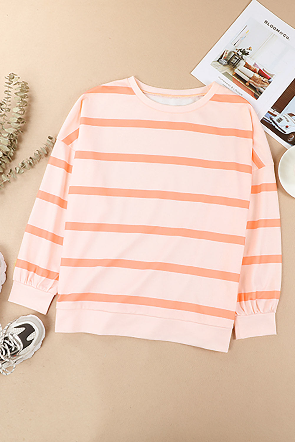 Striped Round Neck Long Sleeve Sweatshirt