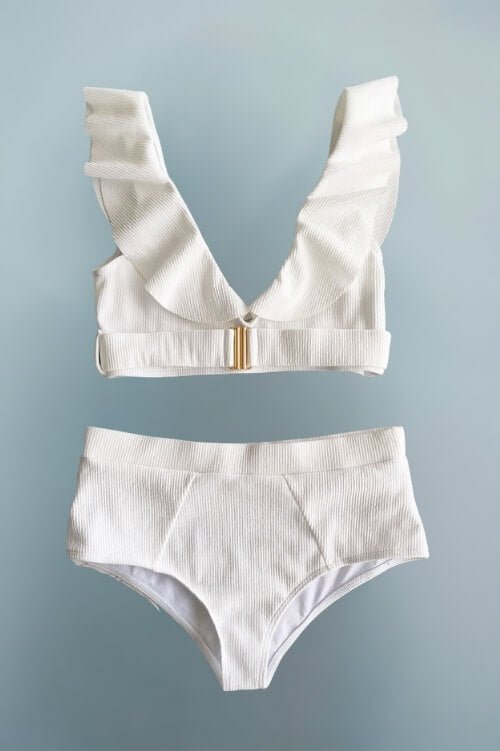 Alessandra High Waisted White Bikini