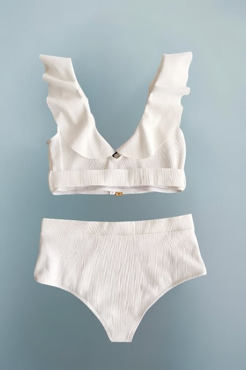 Alessandra High Waisted White Bikini