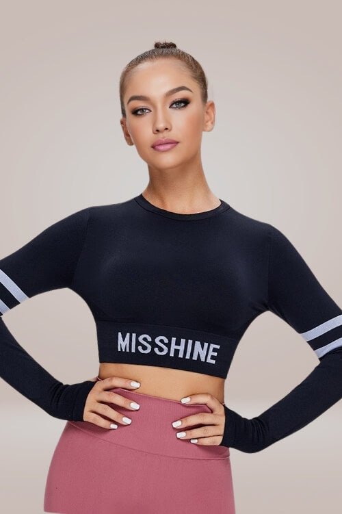 Athleisure Long Sleeve Black Crop Top