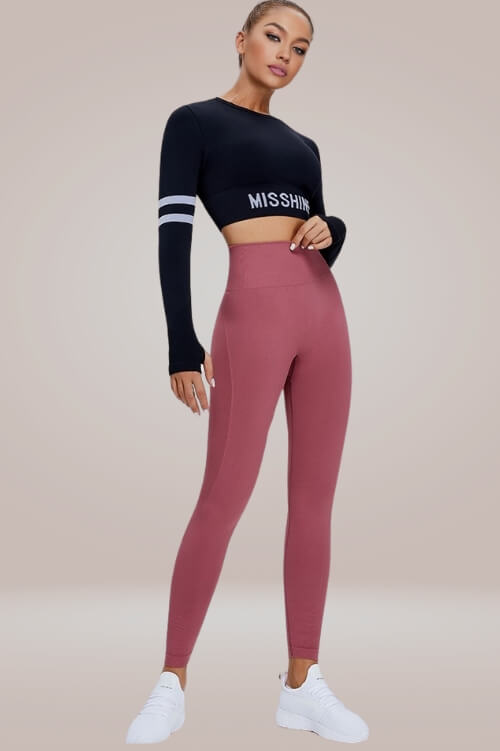 Athleisure Long Sleeve Black Crop Top