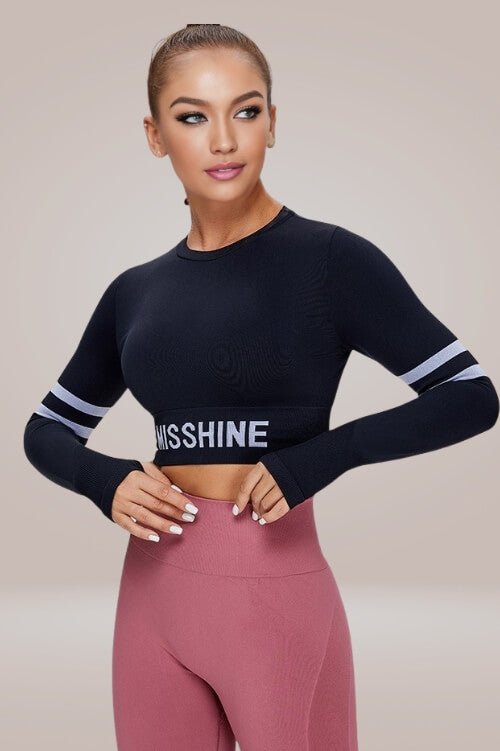 Athleisure Long Sleeve Black Crop Top