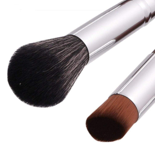 Brown Wood Makeup Brush Set - 10 Pcs