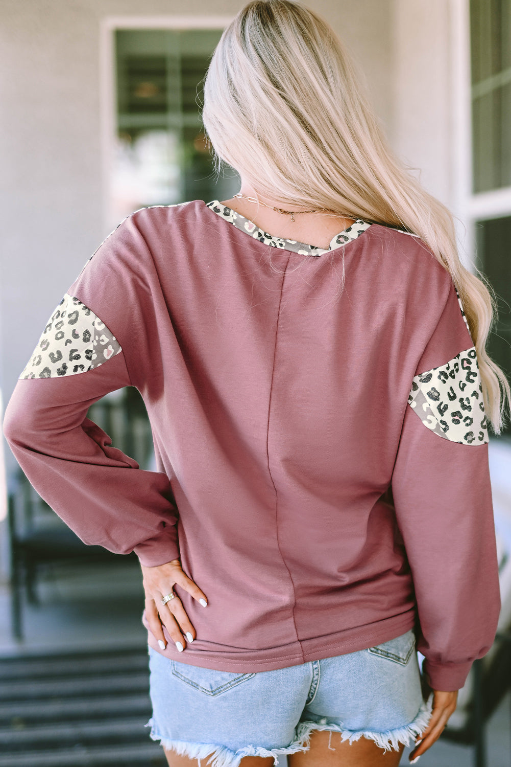 Leopard Round Neck Long Sleeve T-Shirt