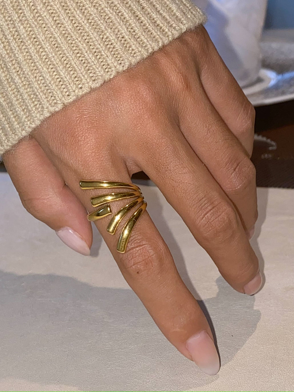 18K Gold-Plated Stainless Steel Irregular Open Ring