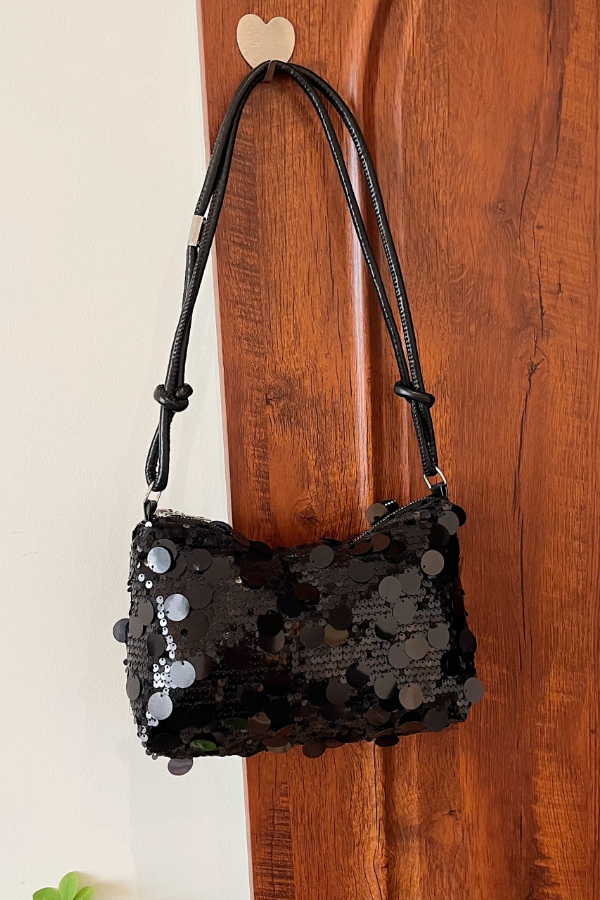 Sequin Knotted Straps Shoulder Bag