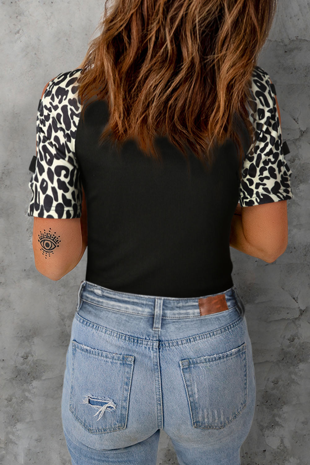 Leopard Round Neck Short Sleeve T-Shirt