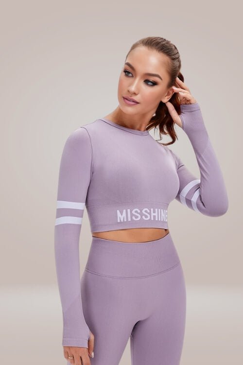 Lilac Athleisure Crop Top with Thumbholes