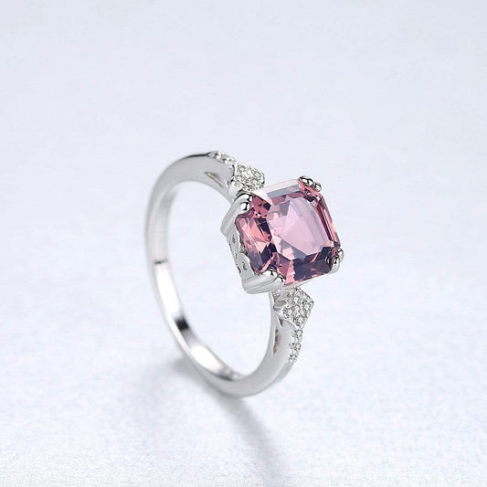 Morganite 925 Sterling Silver Ring Set set