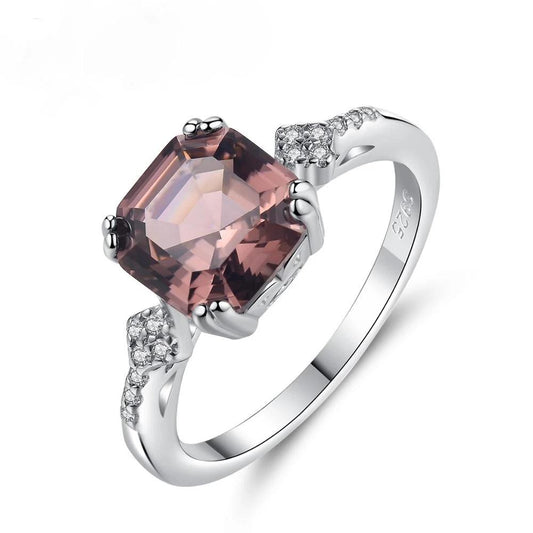 Morganite 925 Sterling Silver Ring Set set