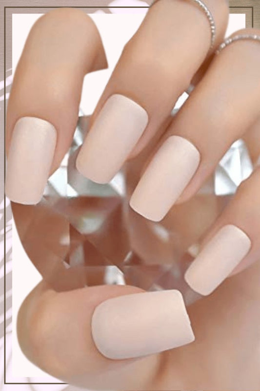 Press On Nails Beige Matte Square Nail Kit