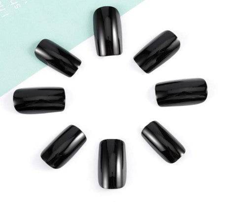 Press On Nails Black Glossy Coffin Nail Kit