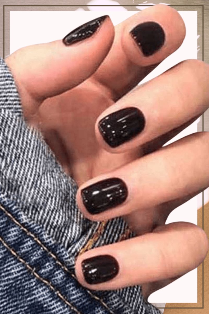 Press On Nails Black Glossy Square Nail Kit