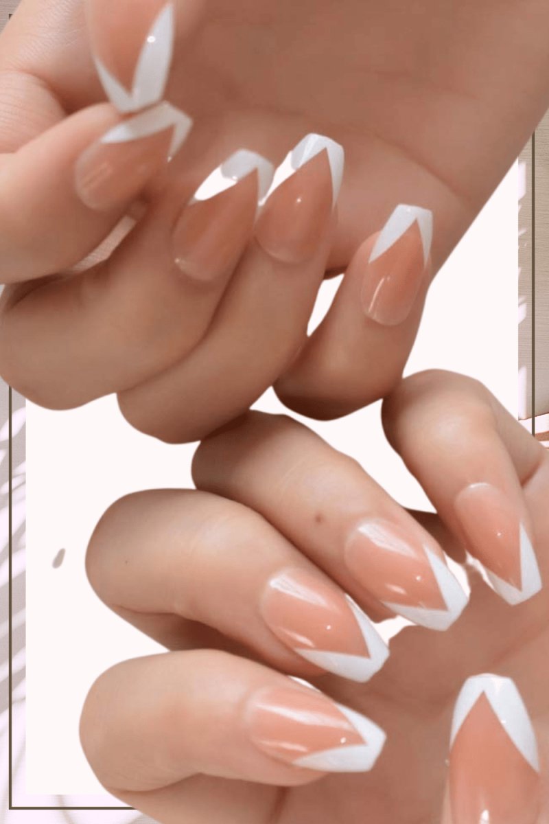 Press On Nails Clear And White French Glossy Coffin Nail Kit