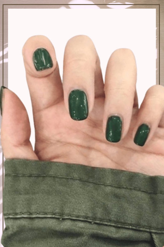 Press On Nails Green Glossy Coffin Nail Kit