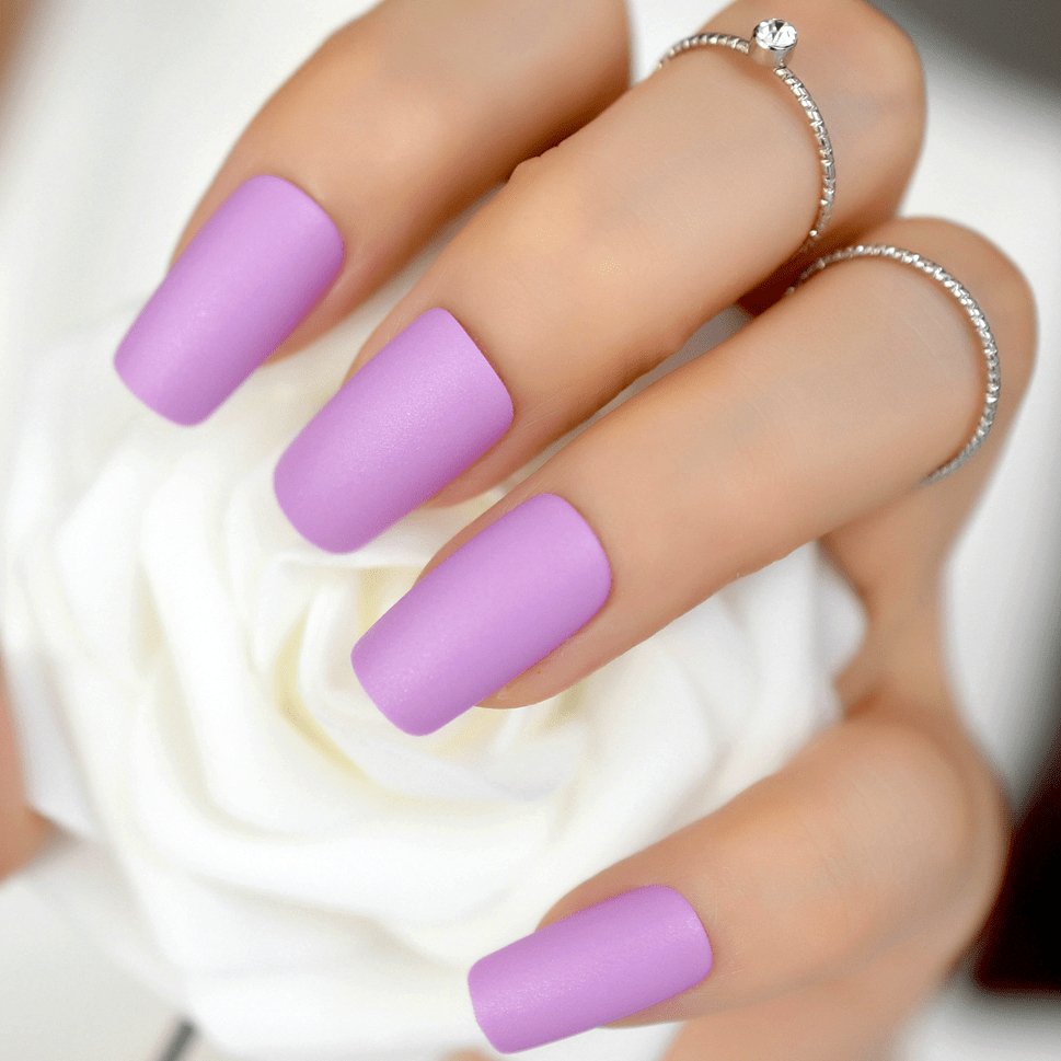 Press On Nails Lavender Matte Square Nail Kit