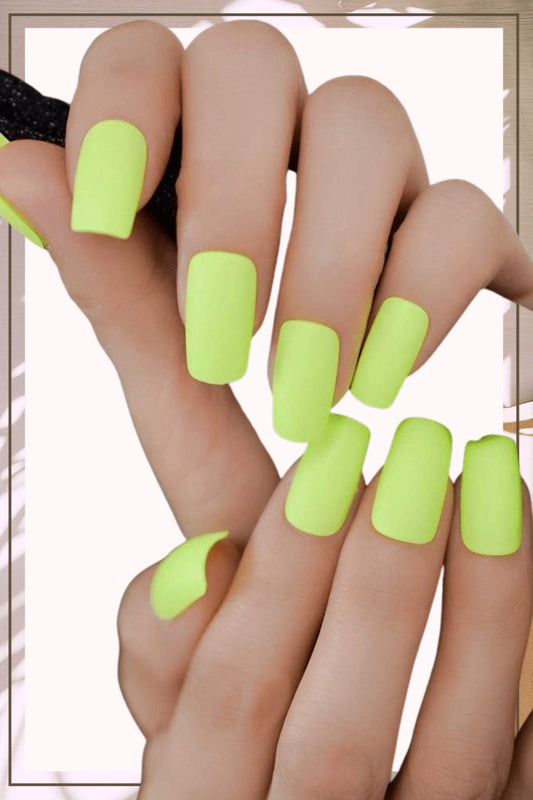 Press On Nails Neon Yellow Matte Square Nail Kit
